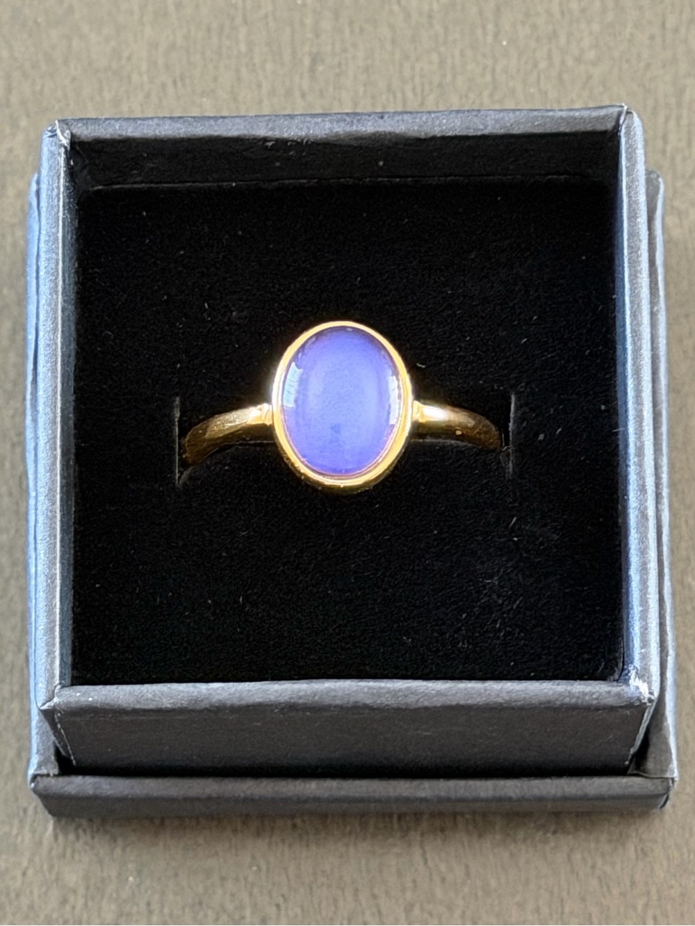 Gold Tone Oval Stone Stainless Steel Mood Ring